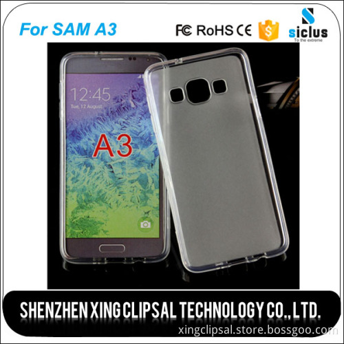 China suppliers transparent tpu cell phone case cover for samsung A3 smartphone
